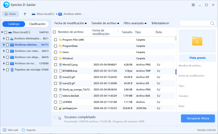 seleccionar archivos para recuperar