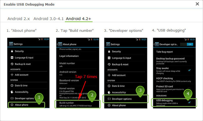 enable usb debugging on android 4.2 or above